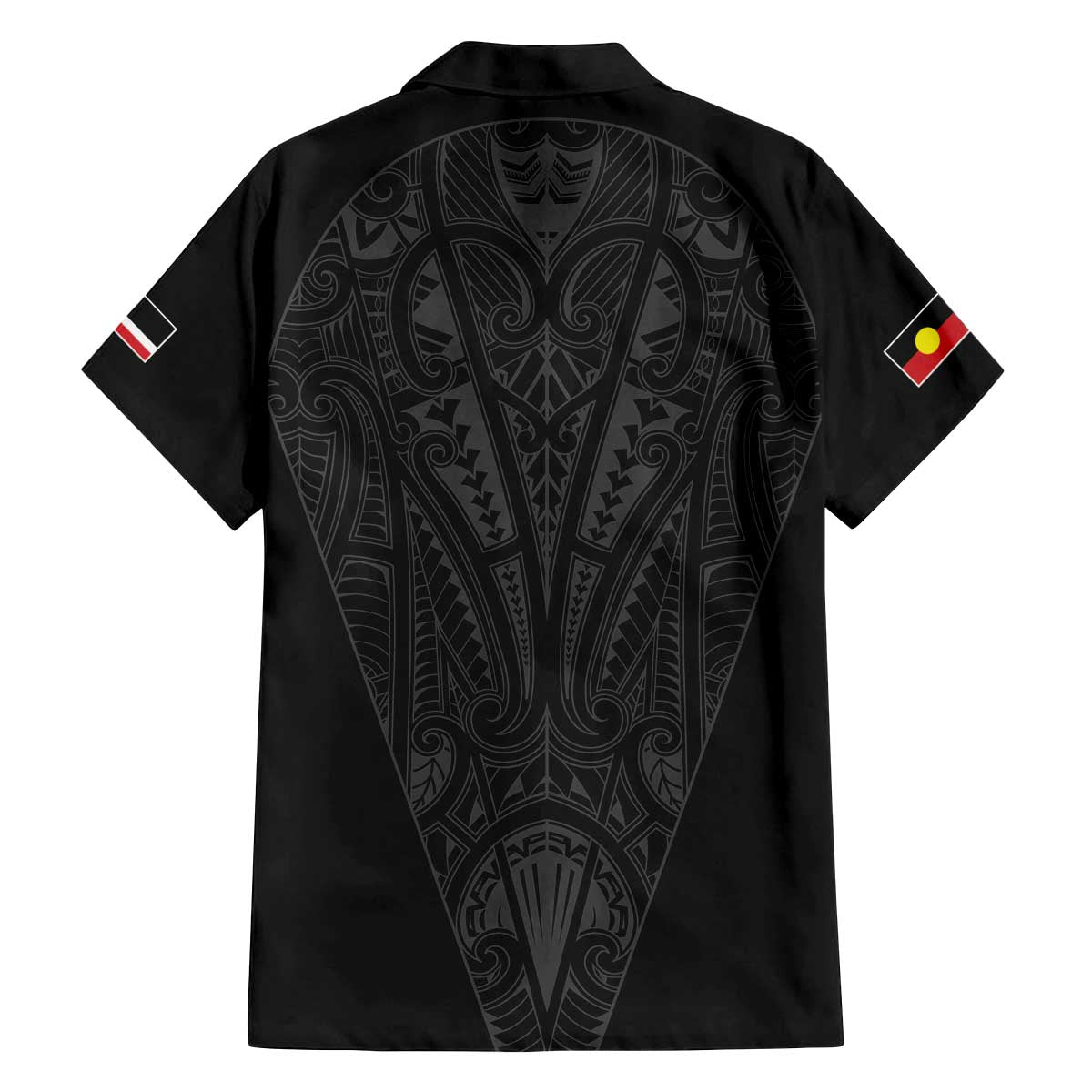 Queensland Maori Rugby Nga Hau e Wha Family Matching Off The Shoulder Long Sleeve Dress and Hawaiian Shirt Black Motif LT9 - Polynesian Pride