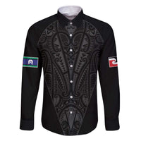 Queensland Maori Rugby Nga Hau e Wha Family Matching Off The Shoulder Long Sleeve Dress and Hawaiian Shirt Black Motif LT9 Dad's Shirt - Long Sleeve Black - Polynesian Pride