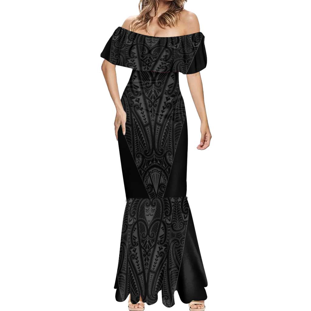 Queensland Maori Rugby Nga Hau e Wha Mermaid Dress Black Motif
