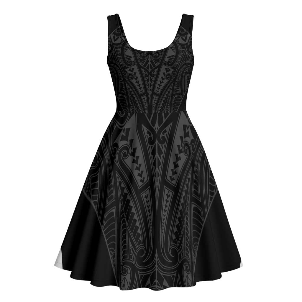 Queensland Maori Rugby Nga Hau e Wha Midi Dress Black Motif - Polynesian Pride