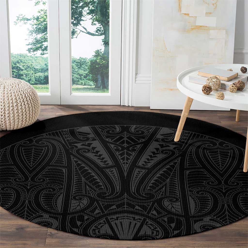 Queensland Maori Rugby Nga Hau e Wha Round Carpet Black Motif