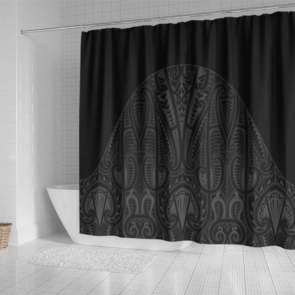 Queensland Maori Rugby Nga Hau e Wha Shower Curtain Black Motif