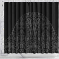 Queensland Maori Rugby Nga Hau e Wha Shower Curtain Black Motif