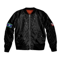 Queensland Maori Rugby Nga Hau e Wha Sleeve Zip Bomber Jacket Black Motif