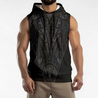 Queensland Maori Rugby Nga Hau e Wha Sleeveless Hoodie Black Motif - Polynesian Pride