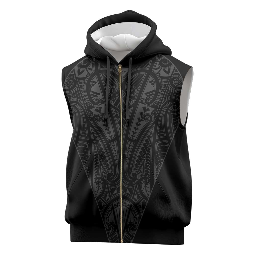Queensland Maori Rugby Nga Hau e Wha Sleeveless Zip Hoodie Black Motif - Polynesian Pride