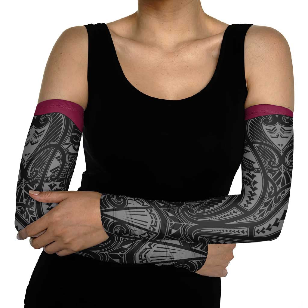Queensland Maori Rugby Nga Hau e Wha Arm Sleeves Maroon Motif - Polynesian Pride