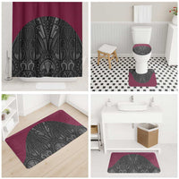 Queensland Maori Rugby Nga Hau e Wha Bathroom Set Maroon Motif - Polynesian Pride