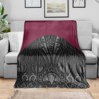 Queensland Maori Rugby Nga Hau e Wha Blanket Maroon Motif