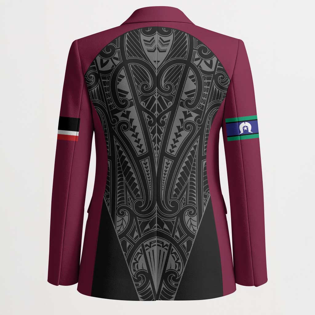 Queensland Maori Rugby Nga Hau e Wha Blazer Maroon Motif - Polynesian Pride