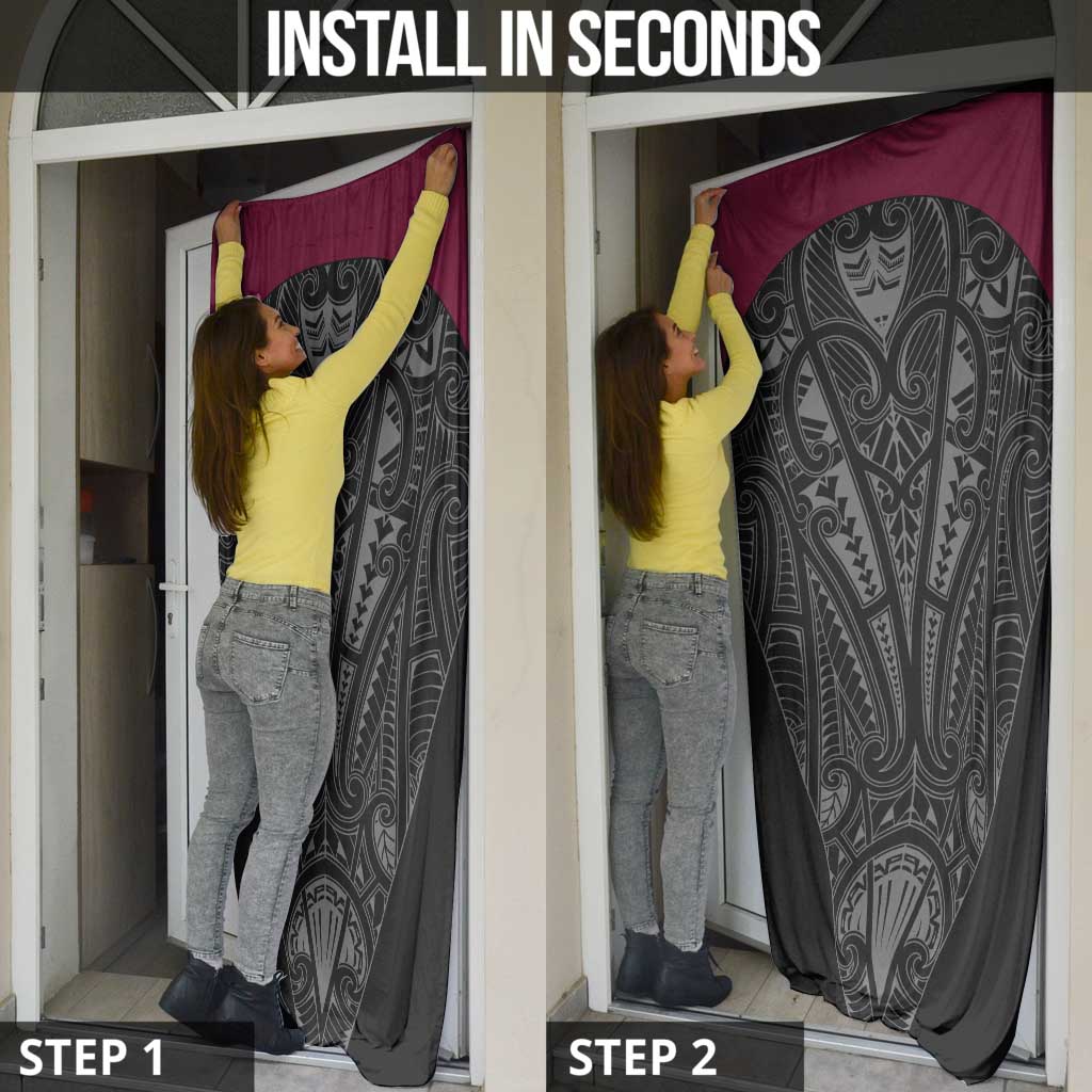 Queensland Maori Rugby Nga Hau e Wha Door Cover Maroon Motif - Polynesian Pride