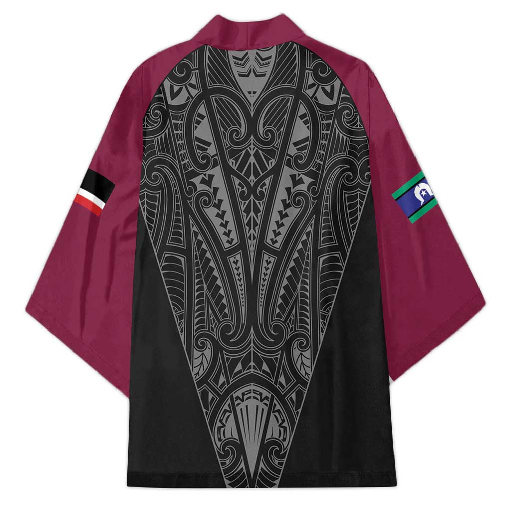 Queensland Maori Rugby Nga Hau e Wha Kimono Maroon Motif - Polynesian Pride