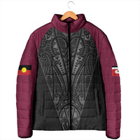 Queensland Maori Rugby Nga Hau e Wha Padded Jacket Maroon Motif - Polynesian Pride