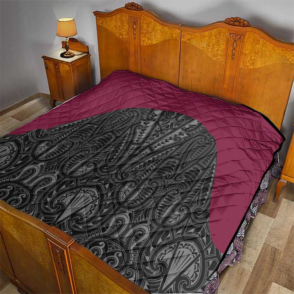Queensland Maori Rugby Nga Hau e Wha Quilt Maroon Motif