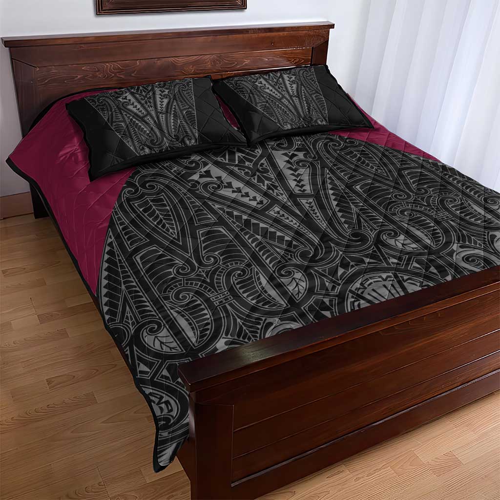 Queensland Maori Rugby Nga Hau e Wha Quilt Bed Set Maroon Motif