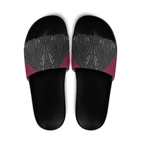 Queensland Maori Rugby Nga Hau e Wha Slide Sandals Maroon Motif - Polynesian Pride