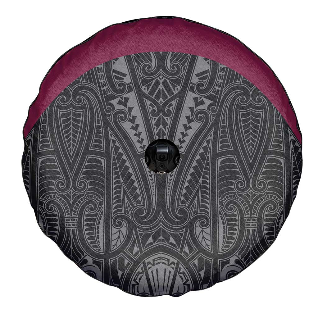 Queensland Maori Rugby Nga Hau e Wha Spare Tire Cover Maroon Motif