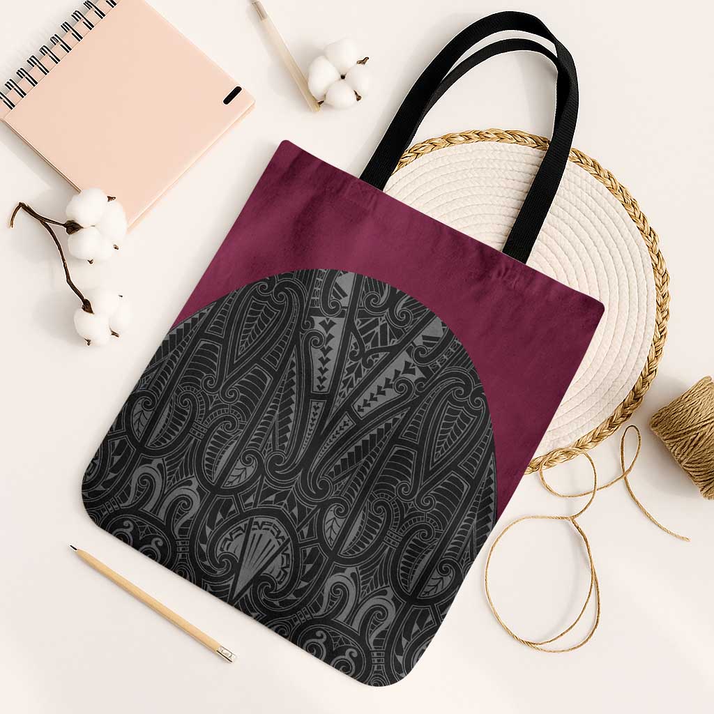 Queensland Maori Rugby Nga Hau e Wha Tote Bag Maroon Motif - Polynesian Pride