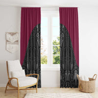 Queensland Maori Rugby Nga Hau e Wha Window Curtain Maroon Motif