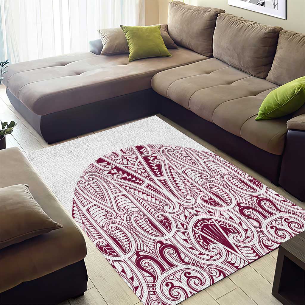 Queensland Maori Rugby Nga Hau e Wha Area Rug White Motif