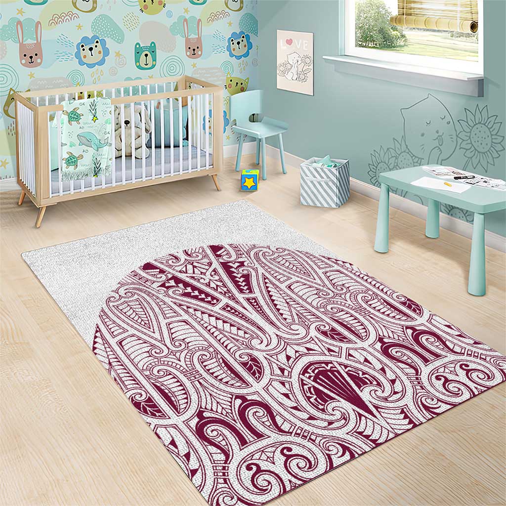 Queensland Maori Rugby Nga Hau e Wha Area Rug White Motif