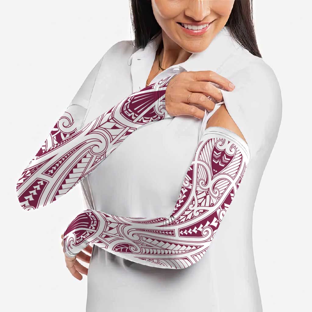 Queensland Maori Rugby Nga Hau e Wha Arm Sleeves White Motif - Polynesian Pride