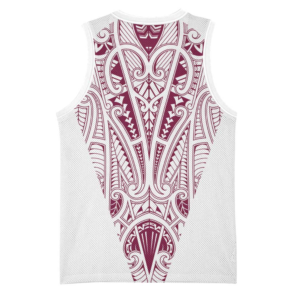 Queensland Maori Rugby Nga Hau e Wha Basketball Jersey White Motif - Polynesian Pride