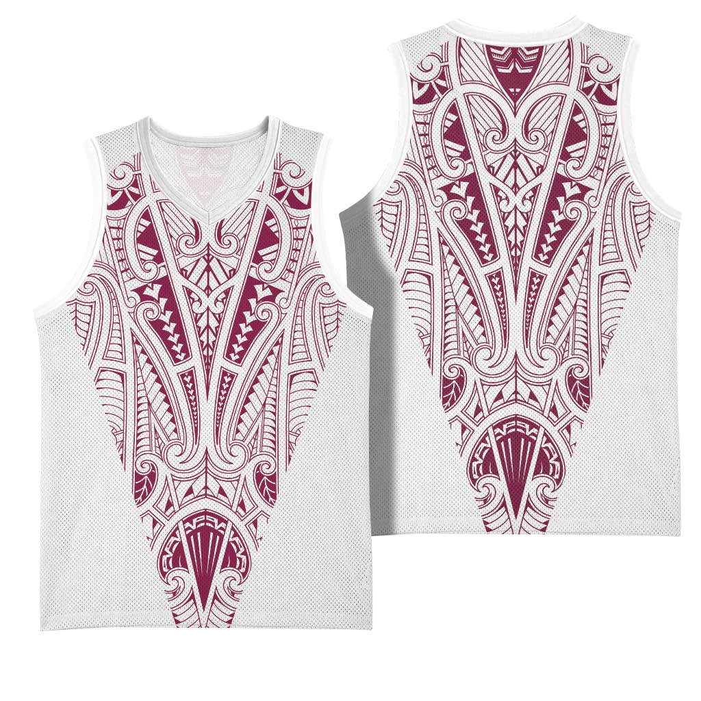 Queensland Maori Rugby Nga Hau e Wha Basketball Jersey White Motif - Polynesian Pride