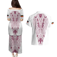 Queensland Maori Rugby Nga Hau e Wha Couples Matching Puletasi and Hawaiian Shirt White Motif LT9 - Polynesian Pride