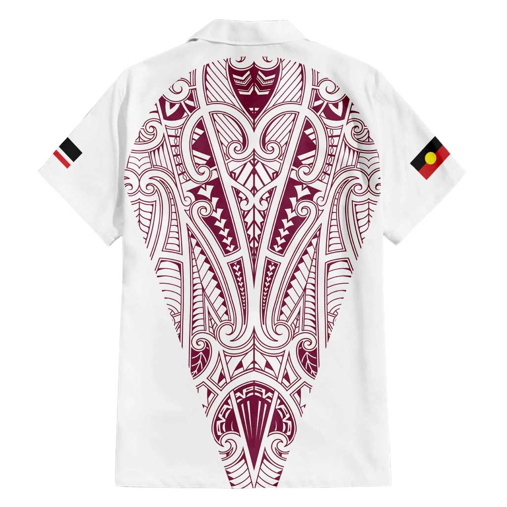 Queensland Maori Rugby Nga Hau e Wha Family Matching Long Sleeve Bodycon Dress and Hawaiian Shirt White Motif LT9 - Polynesian Pride