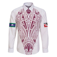 Queensland Maori Rugby Nga Hau e Wha Family Matching Off The Shoulder Long Sleeve Dress and Hawaiian Shirt White Motif LT9 Dad's Shirt - Long Sleeve White - Polynesian Pride