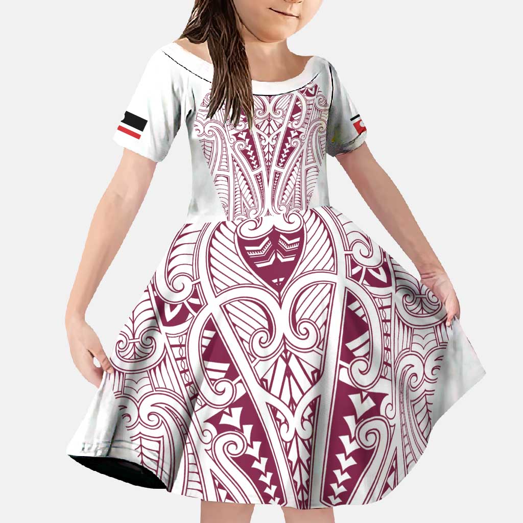Queensland Maori Rugby Nga Hau e Wha Family Matching Off Shoulder Maxi Dress and Hawaiian Shirt White Motif