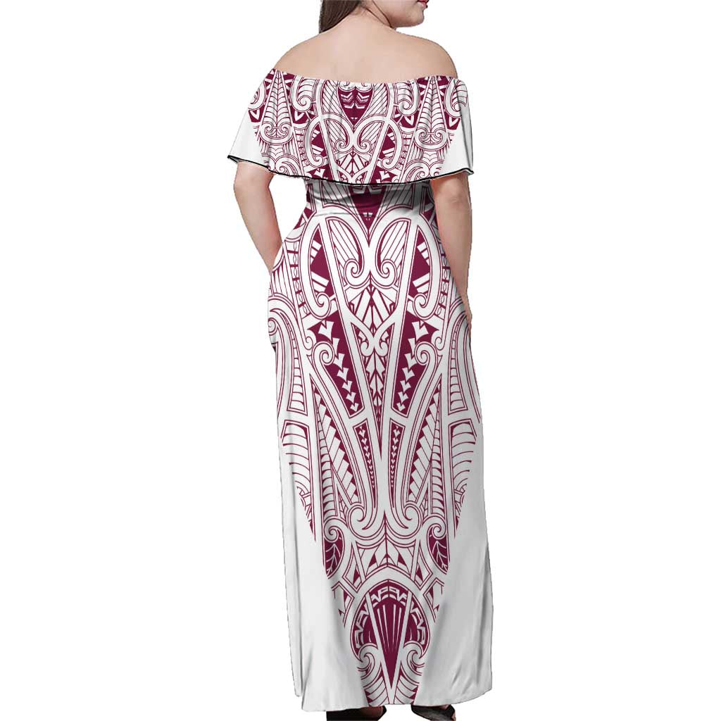Queensland Maori Rugby Nga Hau e Wha Family Matching Off Shoulder Maxi Dress and Hawaiian Shirt White Motif