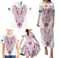 Queensland Maori Rugby Nga Hau e Wha Family Matching Puletasi and Hawaiian Shirt White Motif LT9 - Polynesian Pride