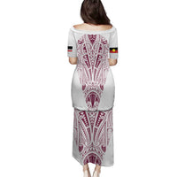 Queensland Maori Rugby Nga Hau e Wha Family Matching Puletasi and Hawaiian Shirt White Motif LT9 - Polynesian Pride