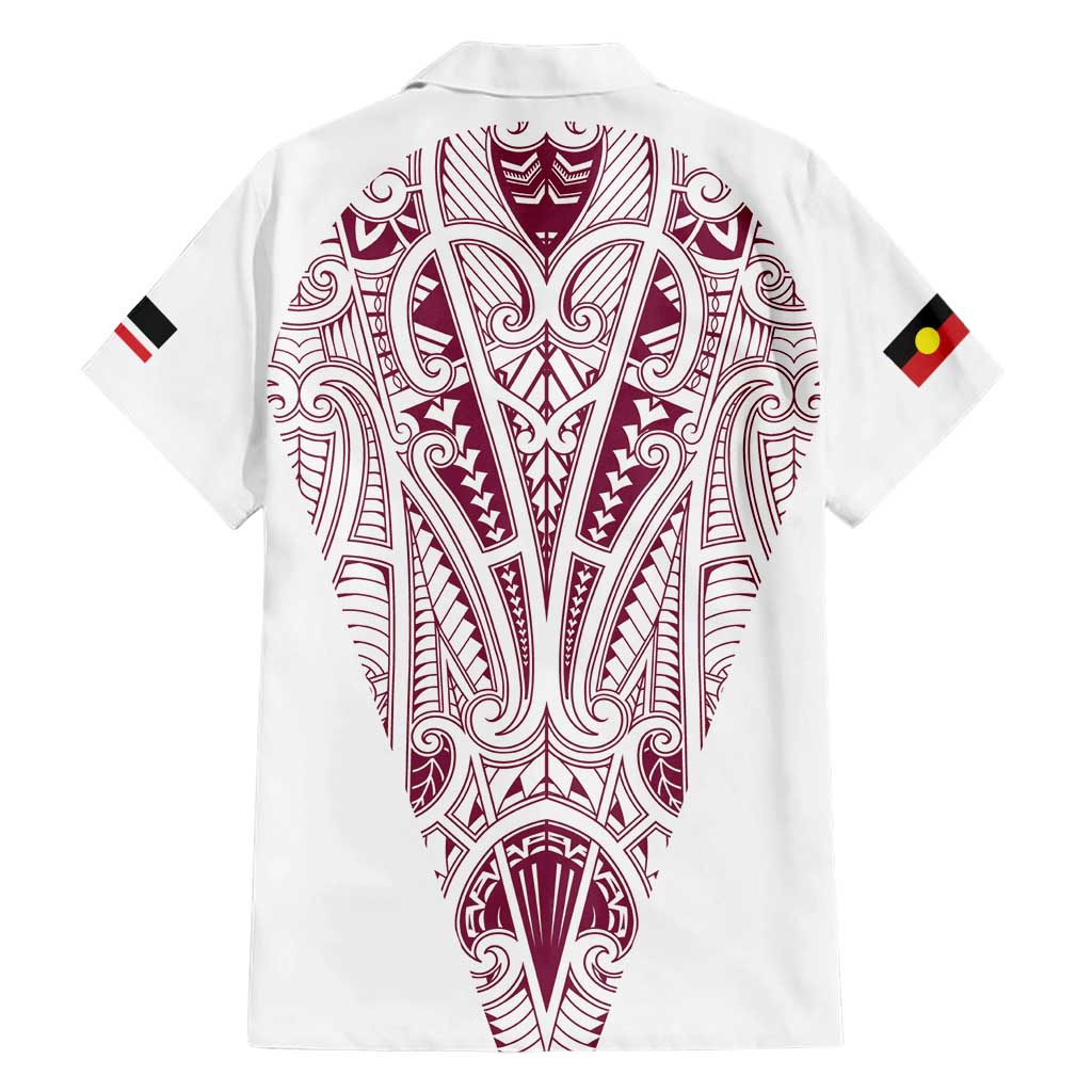 Queensland Maori Rugby Nga Hau e Wha Family Matching Short Sleeve Bodycon Dress and Hawaiian Shirt White Motif LT9 - Polynesian Pride