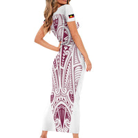 Queensland Maori Rugby Nga Hau e Wha Family Matching Short Sleeve Bodycon Dress and Hawaiian Shirt White Motif LT9 - Polynesian Pride