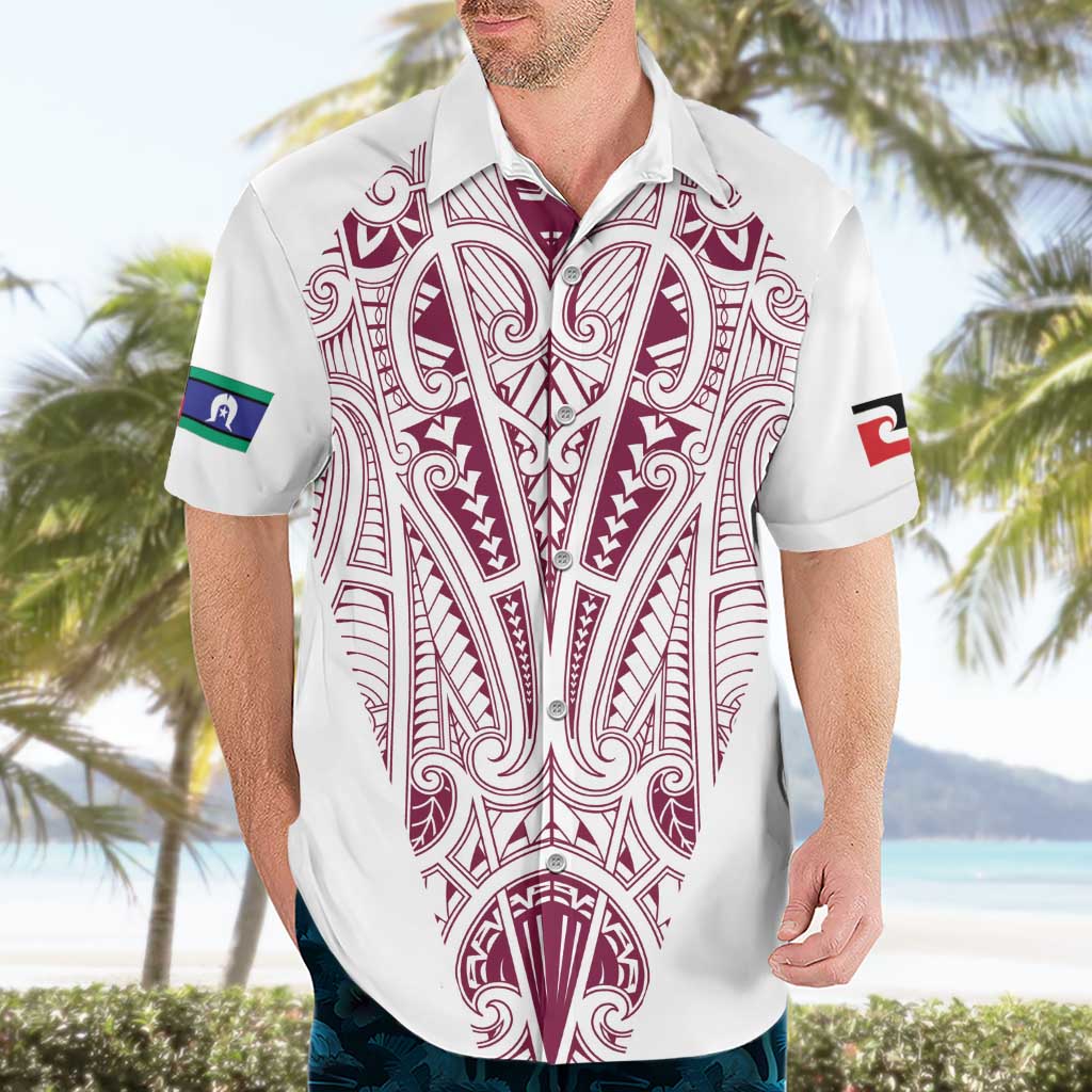 Queensland Maori Rugby Nga Hau e Wha Hawaiian Shirt White Motif
