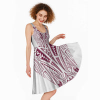 Queensland Maori Rugby Nga Hau e Wha Midi Dress White Motif - Polynesian Pride