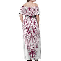 Queensland Maori Rugby Nga Hau e Wha Off Shoulder Maxi Dress White Motif