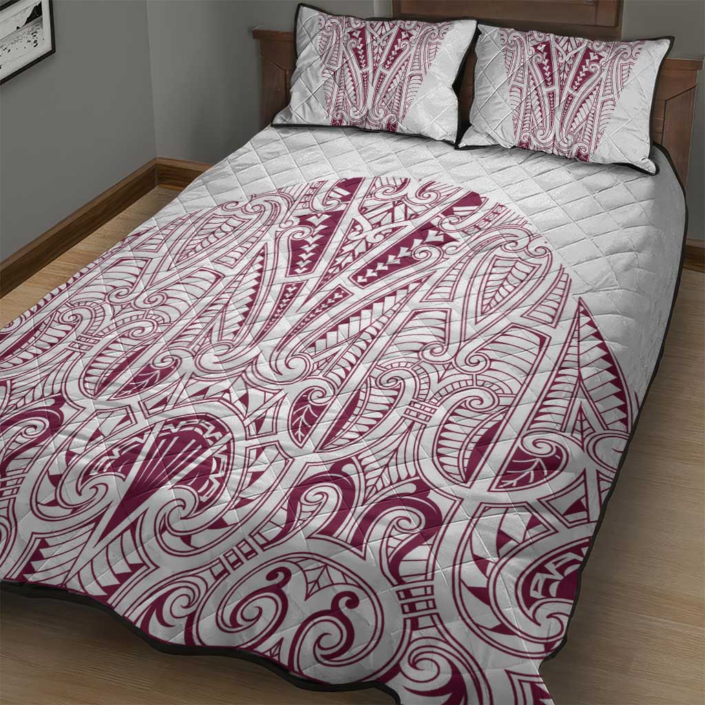 Queensland Maori Rugby Nga Hau e Wha Quilt Bed Set White Motif