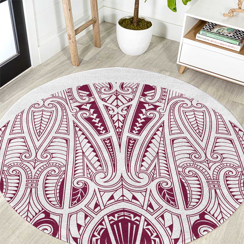 Queensland Maori Rugby Nga Hau e Wha Round Carpet White Motif