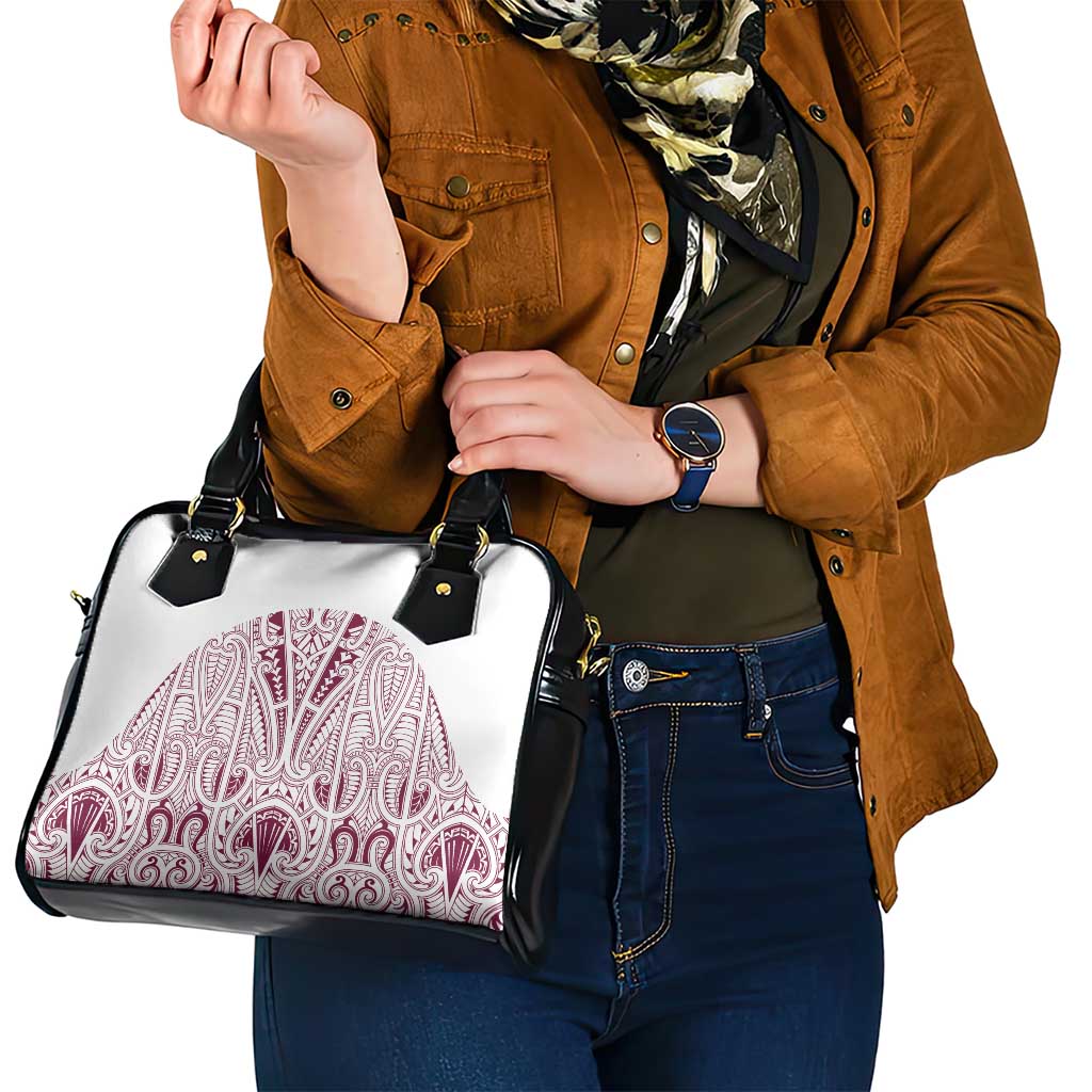 Queensland Maori Rugby Nga Hau e Wha Shoulder Handbag White Motif