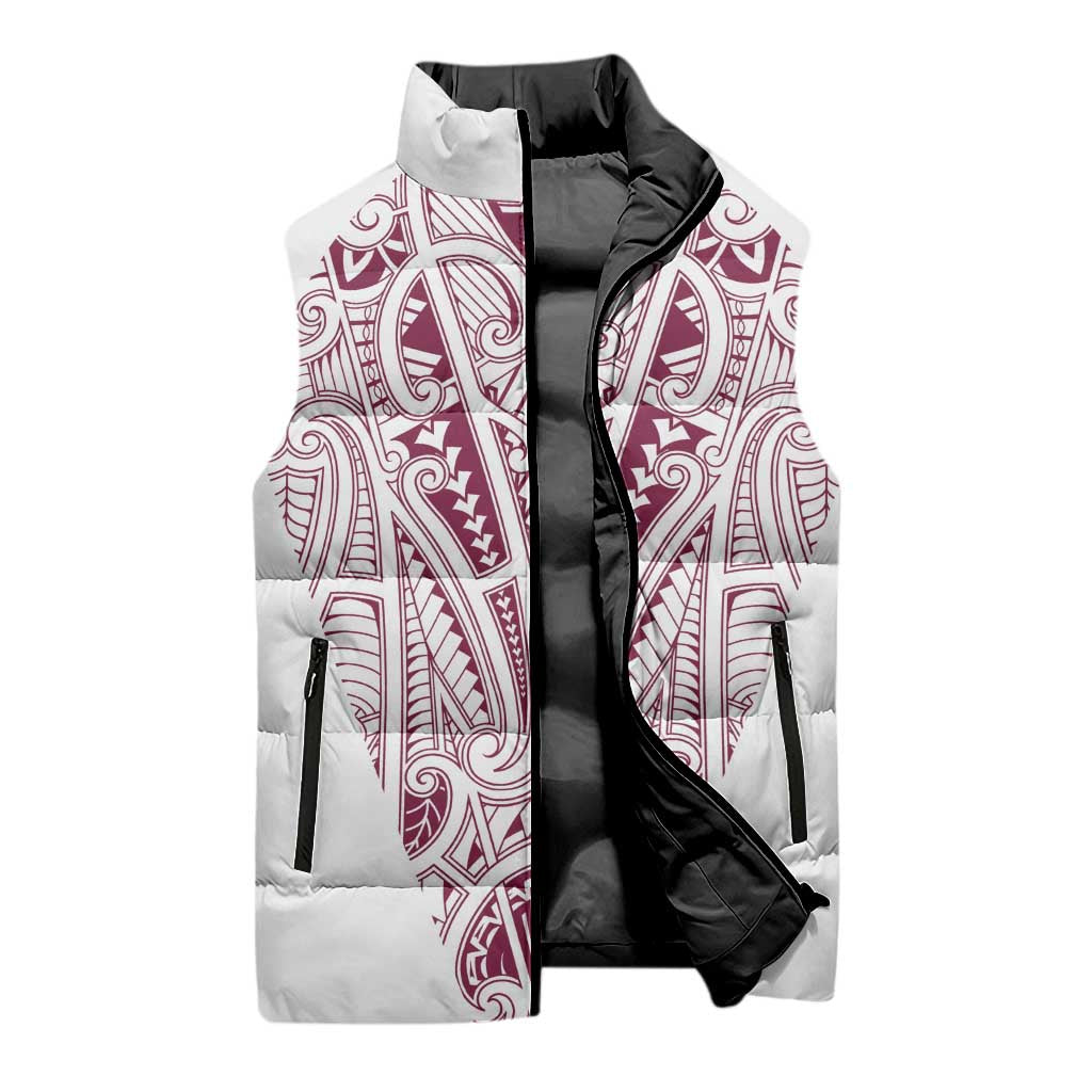 Queensland Maori Rugby Nga Hau e Wha Sleeveless Puffer Jacket White Motif - Polynesian Pride