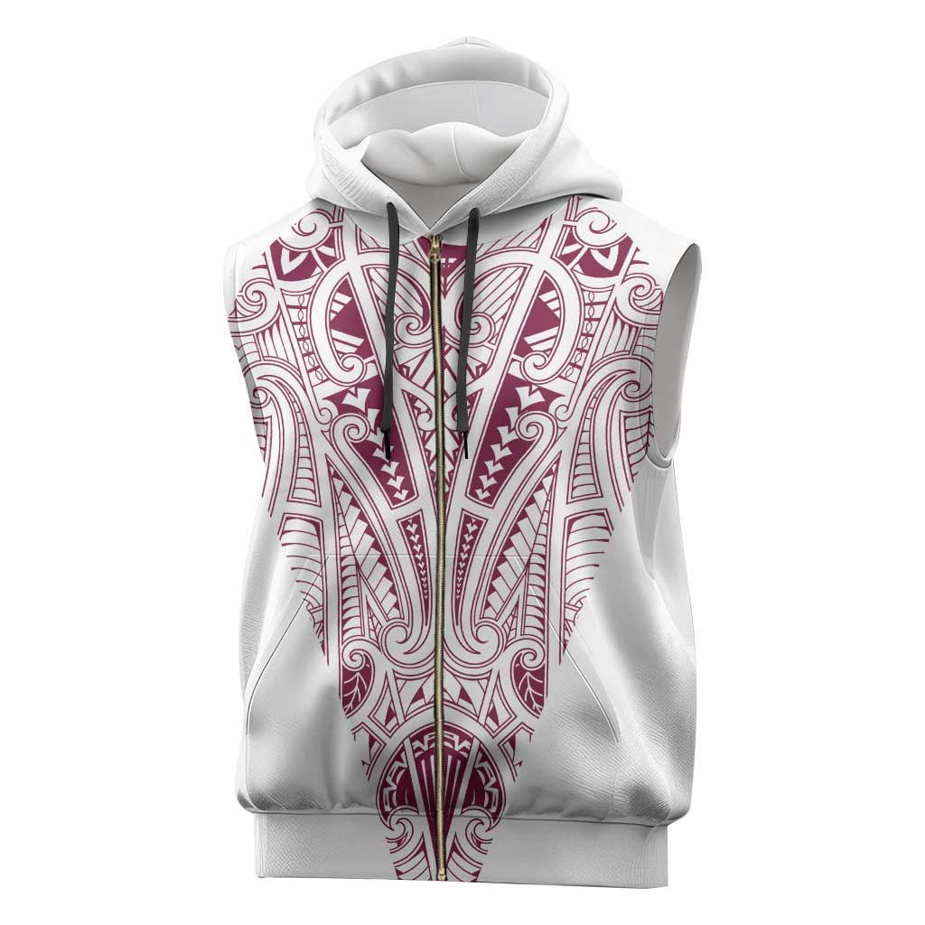 Queensland Maori Rugby Nga Hau e Wha Sleeveless Zip Hoodie White Motif - Polynesian Pride