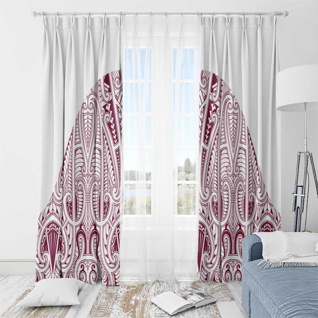 Queensland Maori Rugby Nga Hau e Wha Window Curtain White Motif