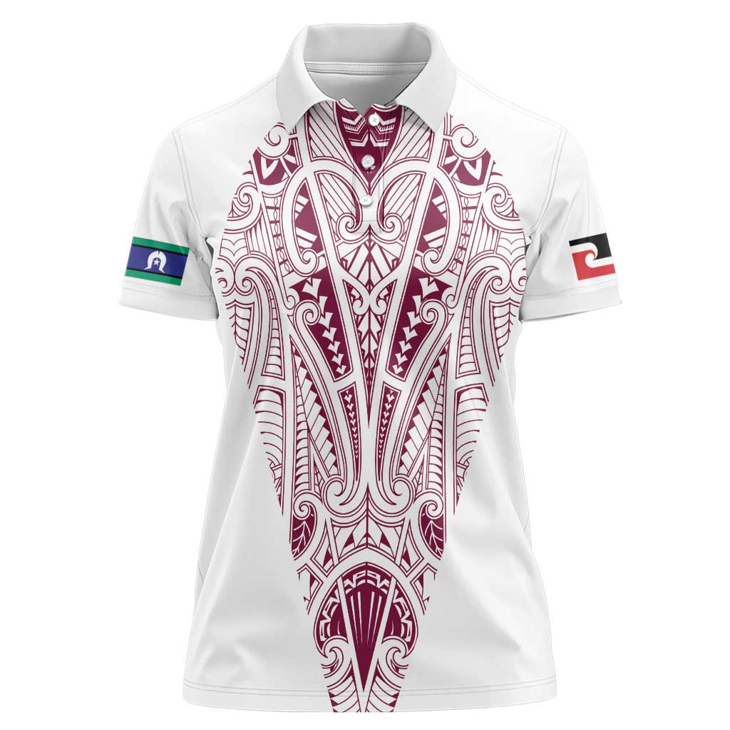 Queensland Maori Rugby Nga Hau e Wha Women Polo Shirt White Motif