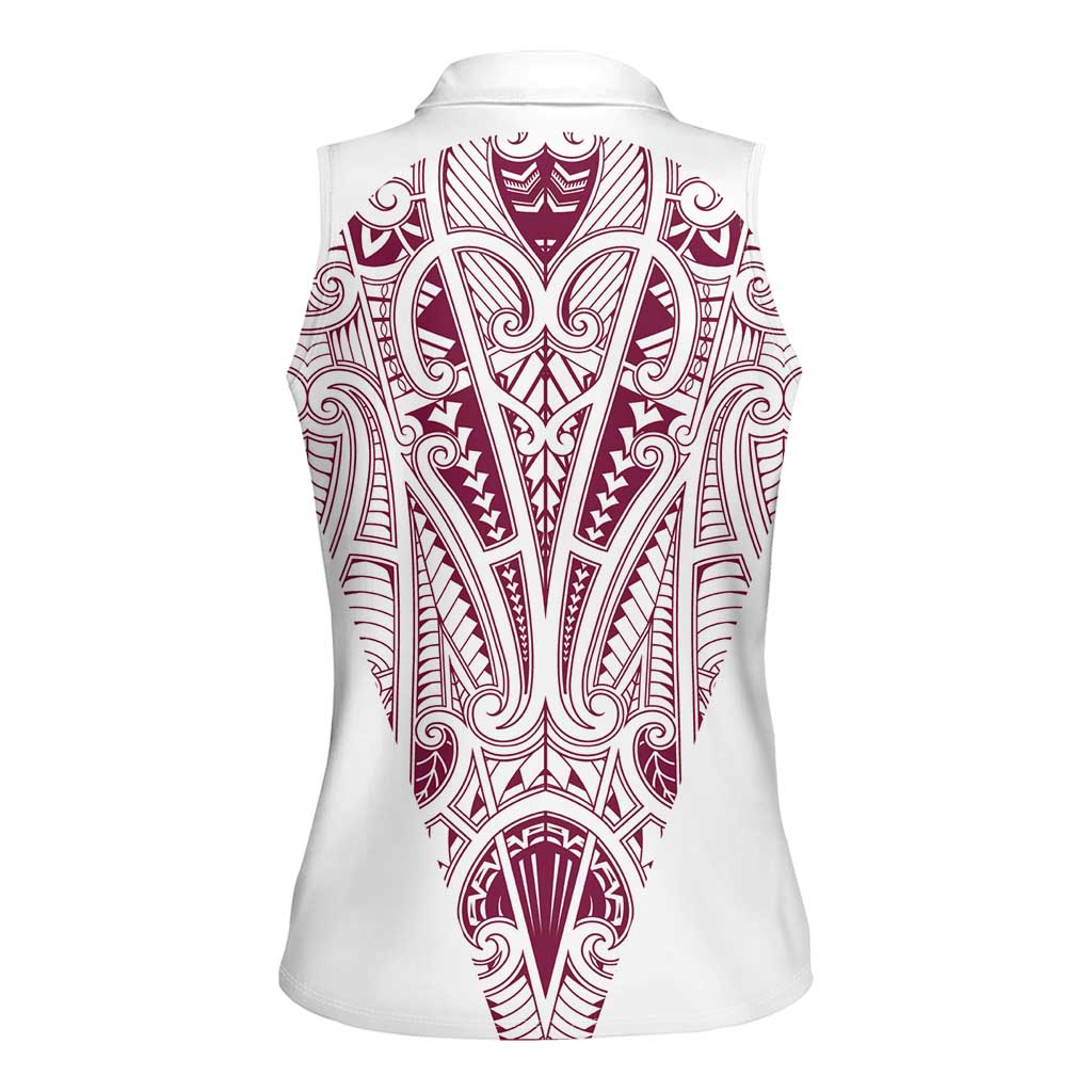 Queensland Maori Rugby Nga Hau e Wha Women Sleeveless Polo Shirt White Motif