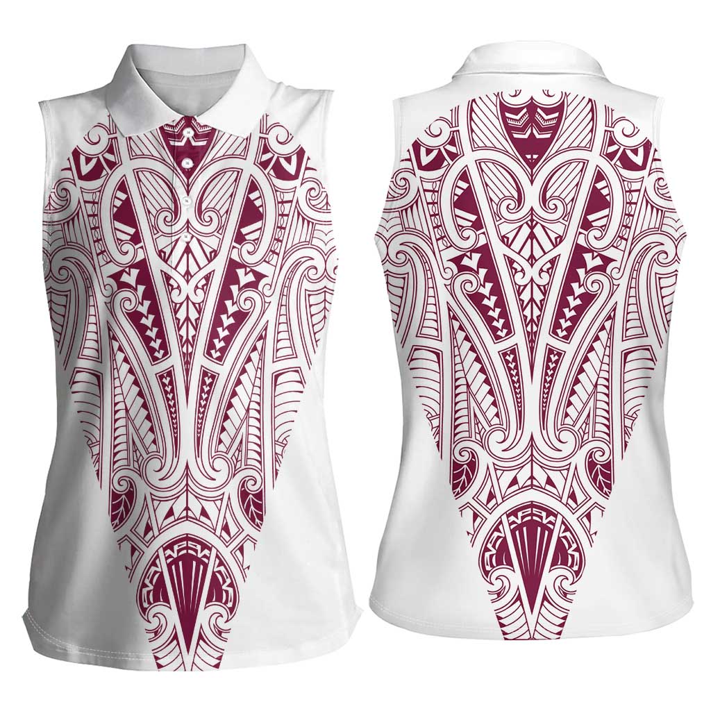 Queensland Maori Rugby Nga Hau e Wha Women Sleeveless Polo Shirt White Motif