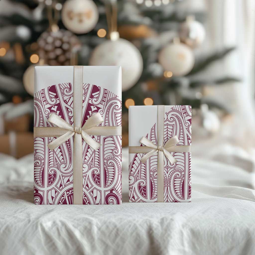 Queensland Maori Rugby Nga Hau e Wha Wrapping Paper White Motif - Polynesian Pride